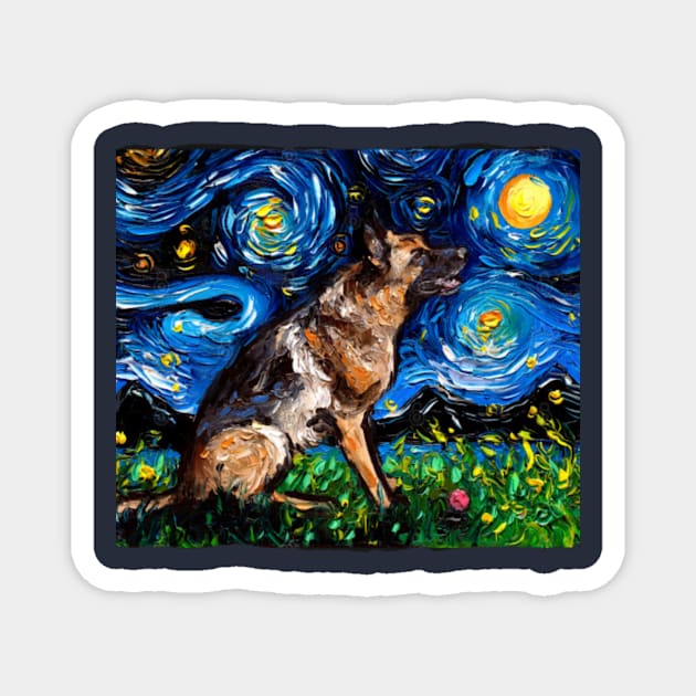 German shepherd night Magnet by Boiys