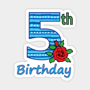 5th Floral - 5th Birthday - Flower - Floral - Birthday Party gift Magnet