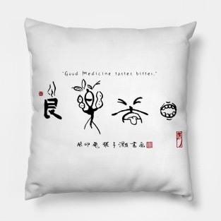 Good medicine Tastes Bitter Calligraphy Pillow