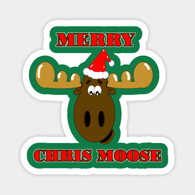 Merry Chris Moose Magnet by Wilber’s Ink