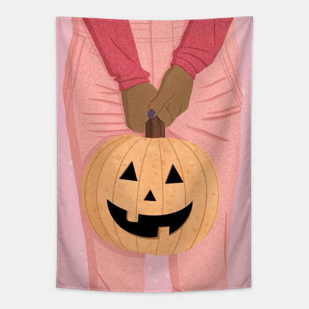 jack o lantern Tapestry by The Cute Feminist