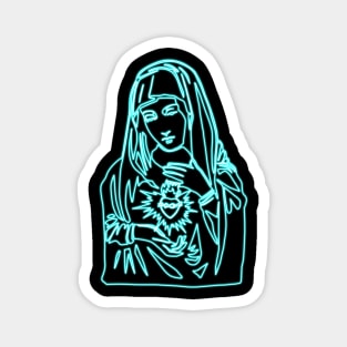 Virgin Mary (blue neon) Magnet