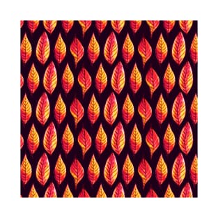 Vibrant autumn leaves pattern in red and yellow T-Shirt