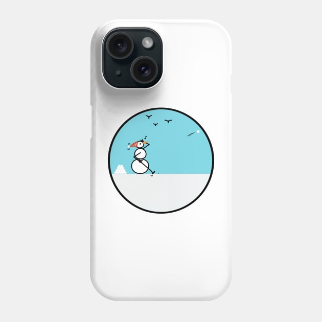 Frosty the snowman at the Golf Course Phone Case by Musings Home Decor