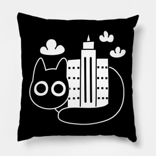 Black Cat's City Pillow