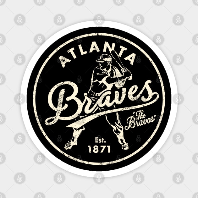 Vintage Atlanta Braves 2 by Buck Tee Originals Magnet by Buck Tee