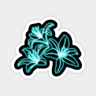 Blue neon lys Flowers Magnet