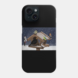 Birds at the Feeder Illustration Phone Case