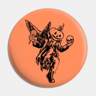Punk Jack O Lantern Dancing Halloween Pumpkin with Crow Pin