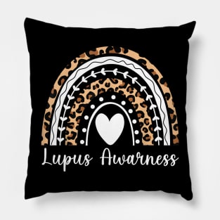 Lupus Awareness Rainbow Leopard Pillow