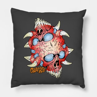 Double Pull Skull by Grafixs© Pillow