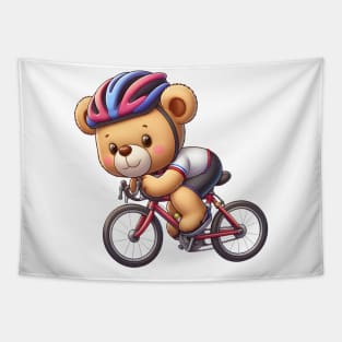 Cute Cycling Bear Kawaii Tapestry