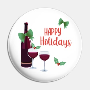 Happy Holidays with Wine Pin