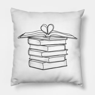 Book Stack Line Art | Books Line Art Pillow