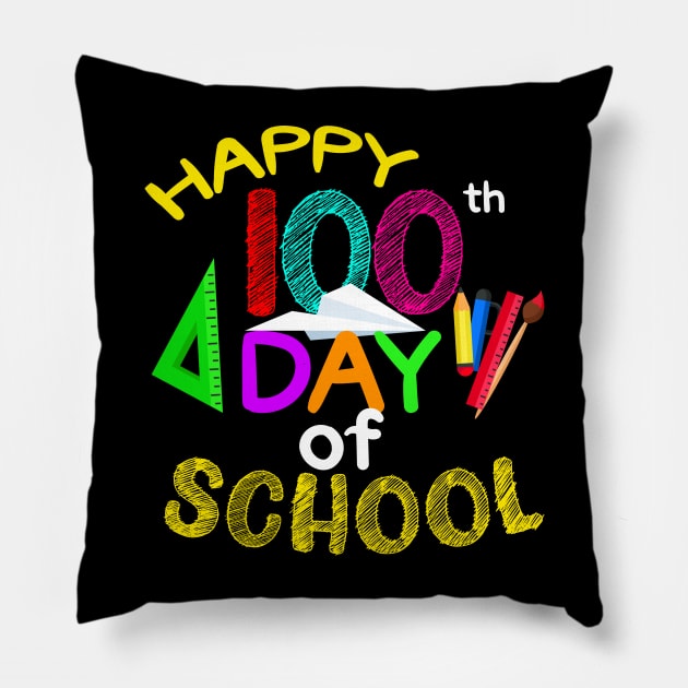 Happy 100th Day Of School Students Pillow by Hensen V parkes