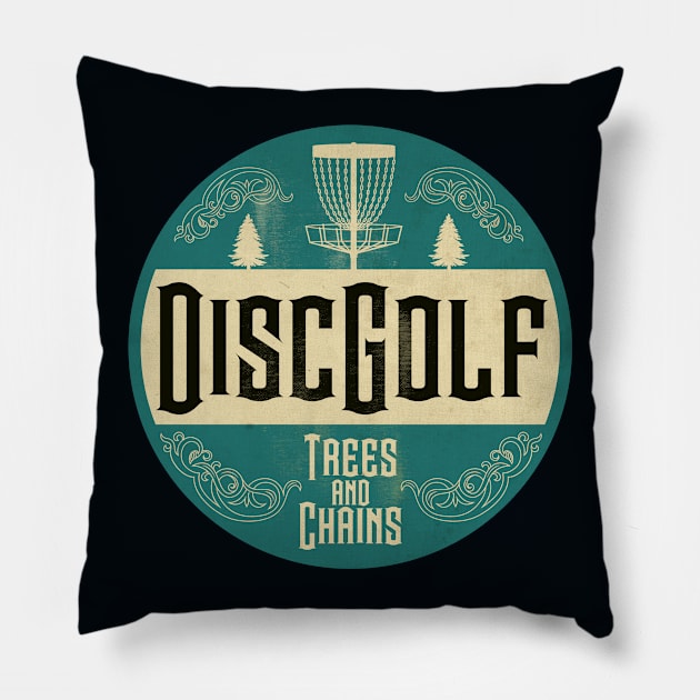 Disc Golf Trees and Chains Day Pillow by CTShirts