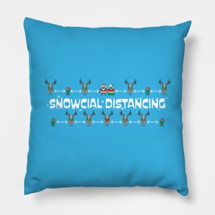 Snowcial Distancing Funny Christmas 2020 Vintage Retro Santa Claus and Reindeer Pillow