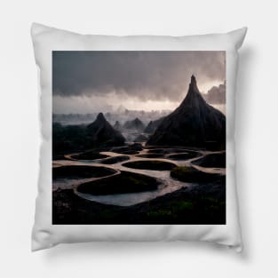 Swamp Mountains Beautiful Sky Pillow