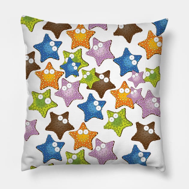 Starfish cartoon pattern Pillow by nickemporium1