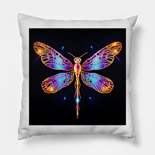 Dragonfly Neon Art 4 Pillow