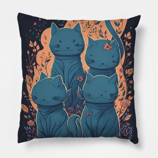 Cat Miaw: Playful and Cute Cat Design Pillow by ZeePixels