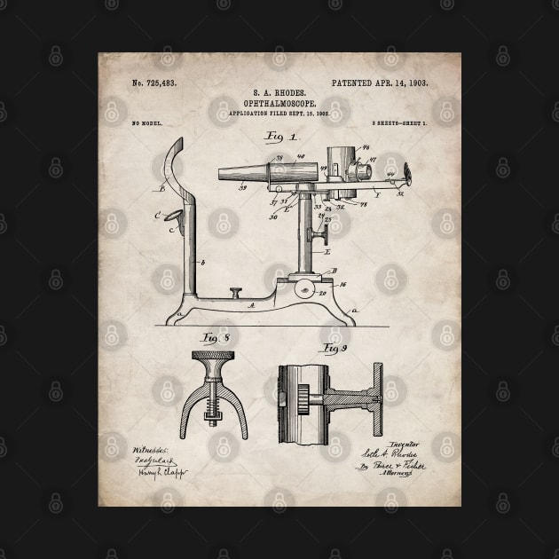 Ophthalmoscope Patent - Optometrist Eye Doctor Office Art - Antique by patentpress