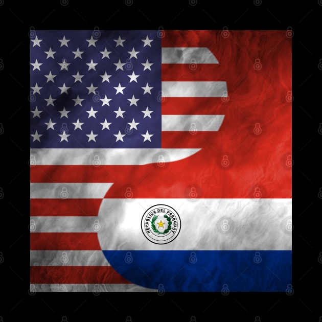 USA and Paraguay Dual Flag Yin Yang Combination by Family Heritage Gifts