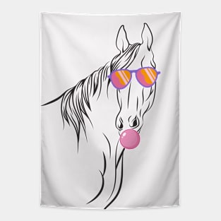 Lispe Fun Horse with Sunglasses and Bubble Gum Tapestry