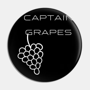 Captain Grapes Typography White Design Pin