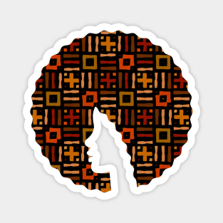 Afro Hair Woman with African Pattern, Black History Magnet