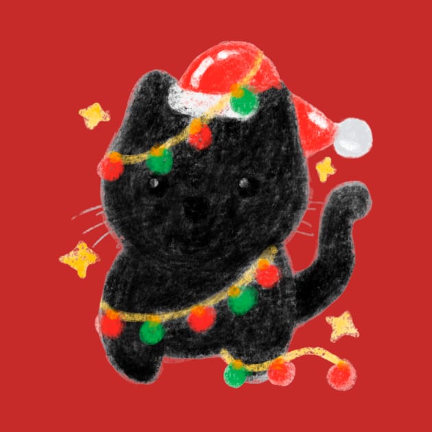 Black cat Santa with Christmas light by Subspace Balloon