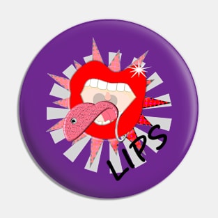 Pop Art Funky Red Pierced Lips Pin