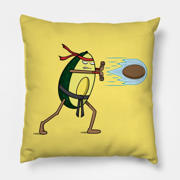 Avocado Street Fighter Fireball Pillow by Wasabi Snake