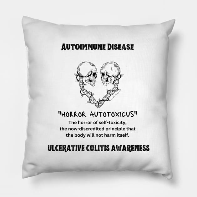 Ulcerative Colitis Awareness, Horror Autotoxicus Pillow by jhux designs