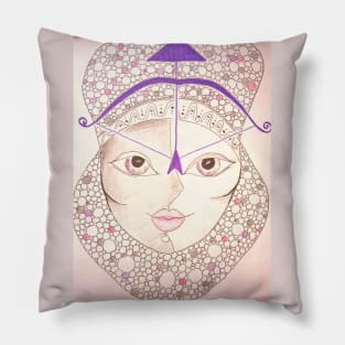 Gorgeous girl shown as Sagittarius Astrology Sign. Drawing with colored pencils. Pillow