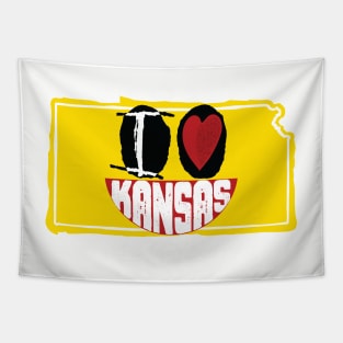 I Love Kansas I Heart Kansas Happy Face Tapestry