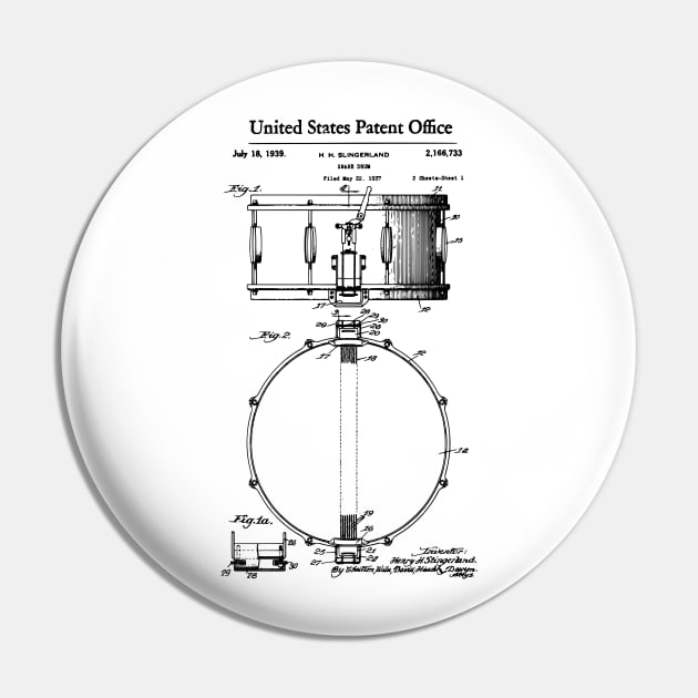 US Patent - Snare Drum Pin by Taylor'd Designs