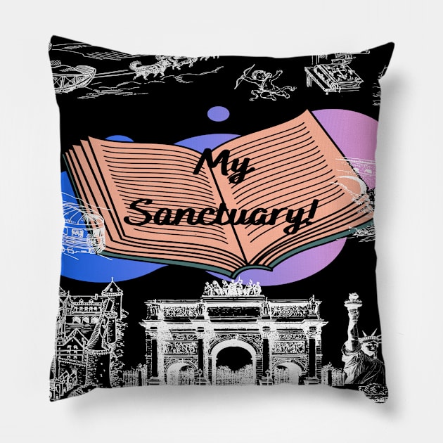 My Sanctuary! Books/Reading Illustration Pillow by SomebodyArts