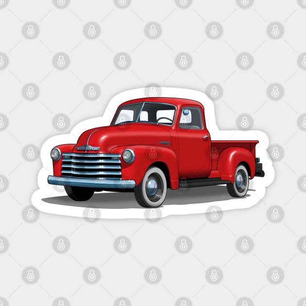 red 1949 chevrolet pick up truck Magnet by candcretro