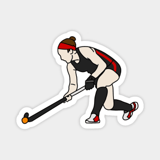 Field Hockey Player Red Magnet