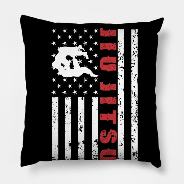 Jiu Jitsu American Flag - US Sports Pillow by Pannolinno