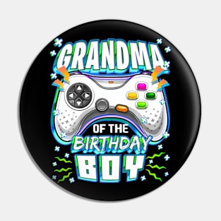 Grandma Of The Birthday Boy Matching Video Gamer Party Pin