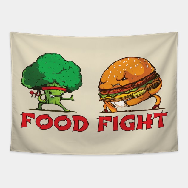 Food Fighting Martial Arts Masters Tapestry by extrinsiceye