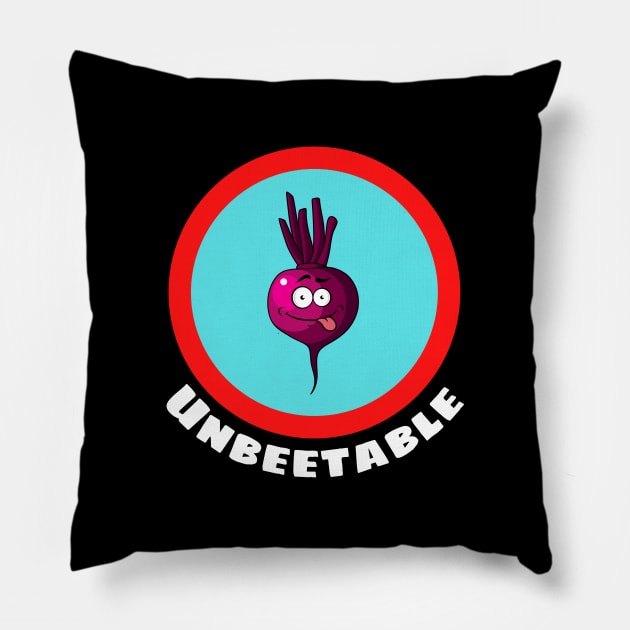 Unbeetable - Beetroot Pun Pillow by Allthingspunny