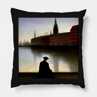Hamburg in Caspar David Friedrich Style Pillow
