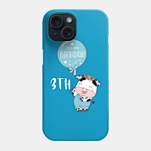 Cute baby cow boy 3th birthday Phone Case