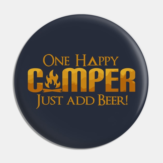 ONE Happy Camper Beer Lover Camping Drinking Pin by TeeCreations