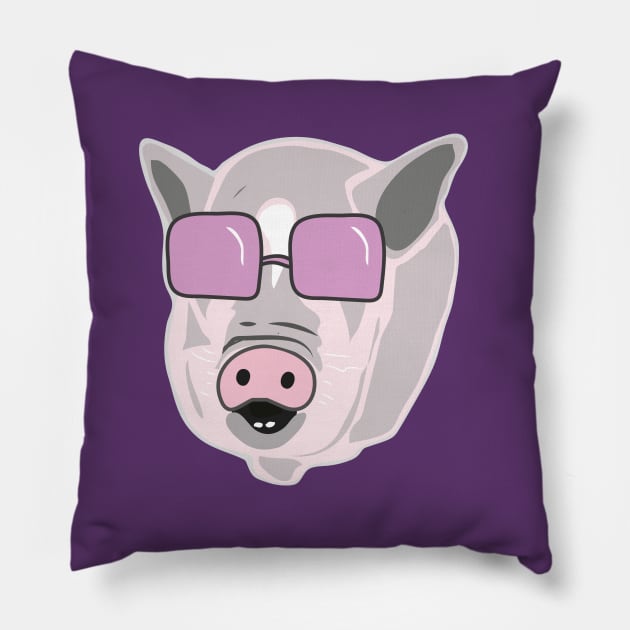 Cool Potbelly Pig Wearing Sunglasses Pillow by FruitflyPie