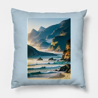 Early Morning at the Beach in Summer Pillow