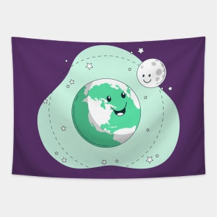 Earth Moon Friends Tapestry